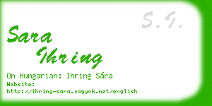 sara ihring business card